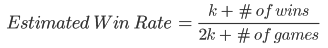 Estimated win rate equation